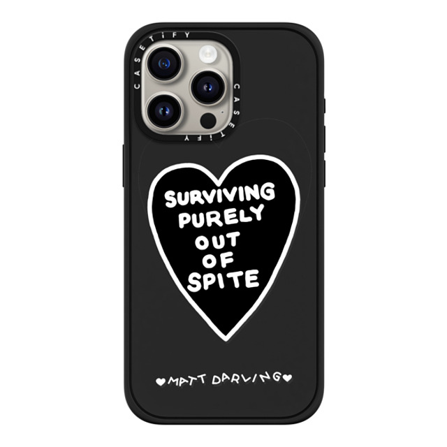 Matt Darling x CASETiFY iPhone 15 Pro Max ケース マットブラック インパクトケース MagSafe対応 surviving purely out of spite