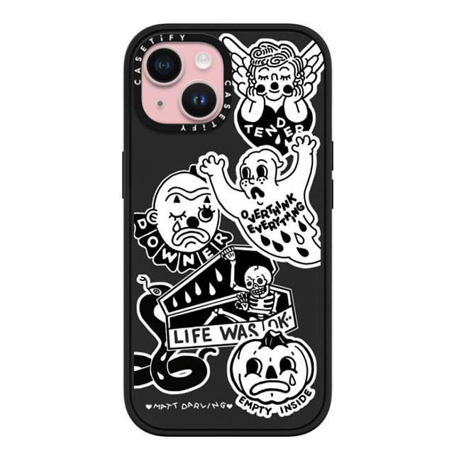 Matt Darling x CASETiFY iPhone 15 ケース マットブラック インパクトケース MagSafe対応 matt darling sticker case