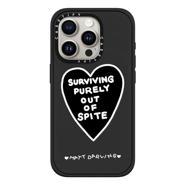 Matt Darling x CASETiFY iPhone 15 Pro ケース マットブラック インパクトケース MagSafe対応 surviving purely out of spite