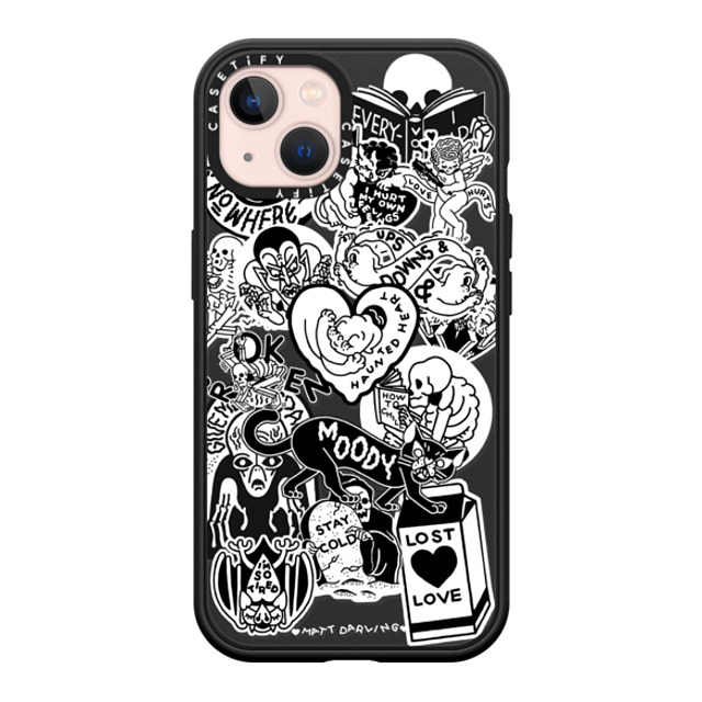 Matt Darling x CASETiFY iPhone 13 ケース マットブラック インパクトケース MagSafe対応 matt darling sticker collage