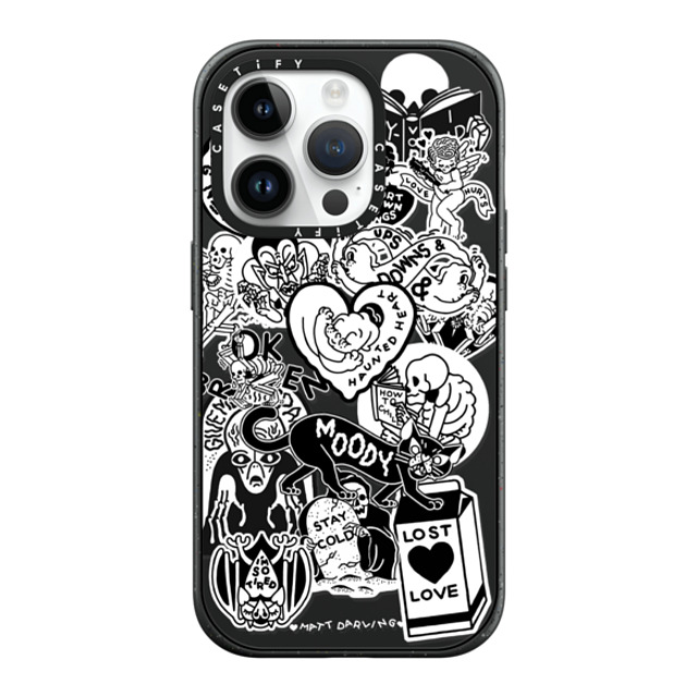 Matt Darling x CASETiFY iPhone 14 Pro ケース マットブラック インパクトケース MagSafe対応 matt darling sticker collage