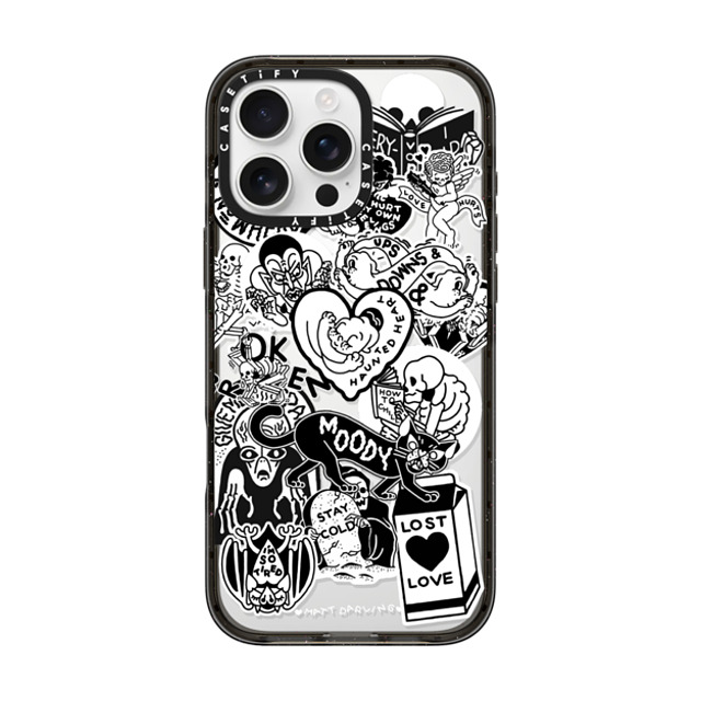 Matt Darling x CASETiFY iPhone 16 Pro Max ケース ブラック インパクトケース MagSafe対応 matt darling sticker collage