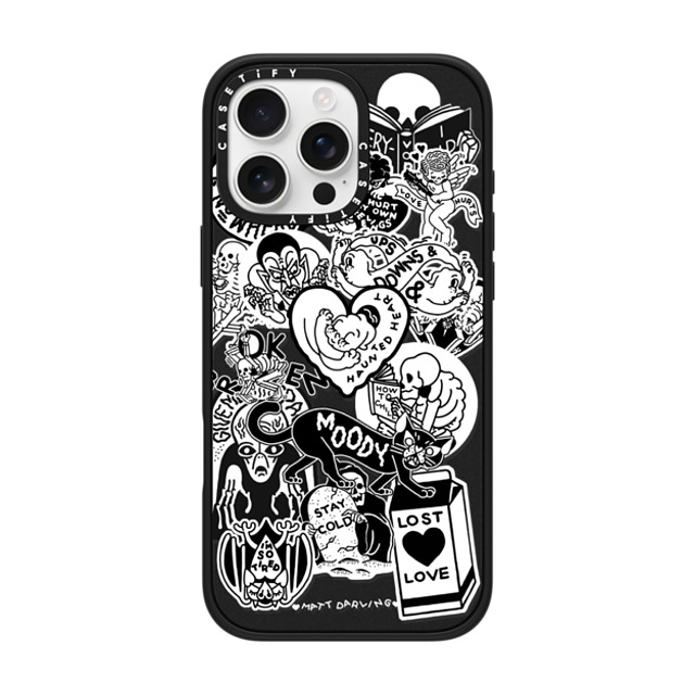 Matt Darling x CASETiFY iPhone 16 Pro Max ケース マットブラック インパクトケース MagSafe対応 matt darling sticker collage