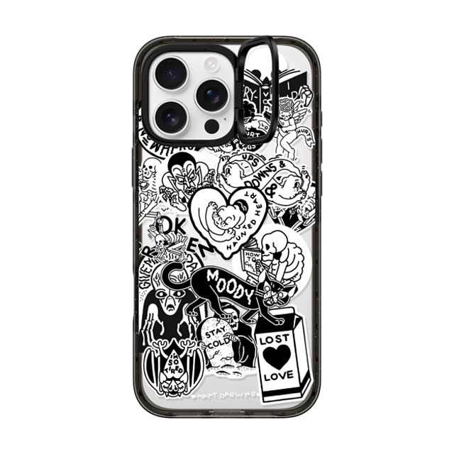 Matt Darling x CASETiFY iPhone 16 Pro Max ケース ブラック インパクトリングスタンドケース MagSafe対応 matt darling sticker collage