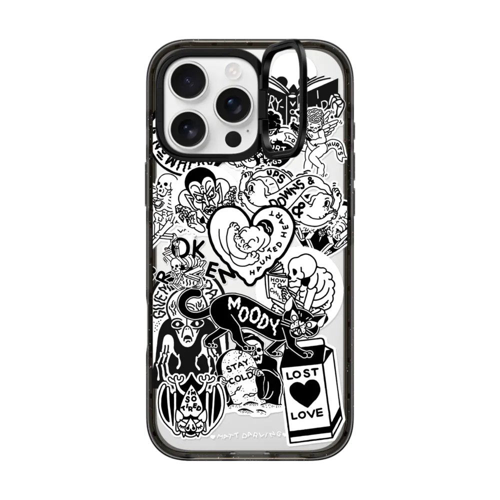 Impact Ring Stand iPhone 16 Pro Max Case MagSafe Compatible - matt darling sticker collage