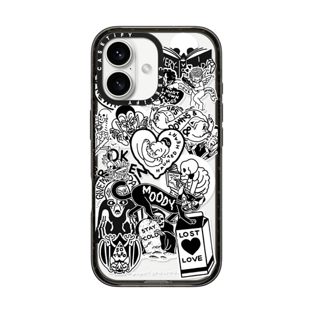 Matt Darling x CASETiFY iPhone 16 ケース ブラック インパクトケース MagSafe対応 matt darling sticker collage