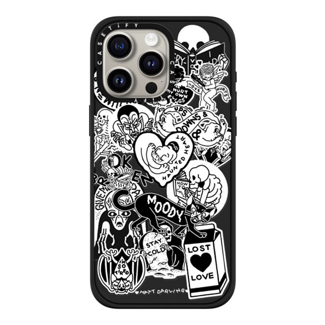 Matt Darling x CASETiFY iPhone 15 Pro Max ケース マットブラック インパクトケース MagSafe対応 matt darling sticker collage