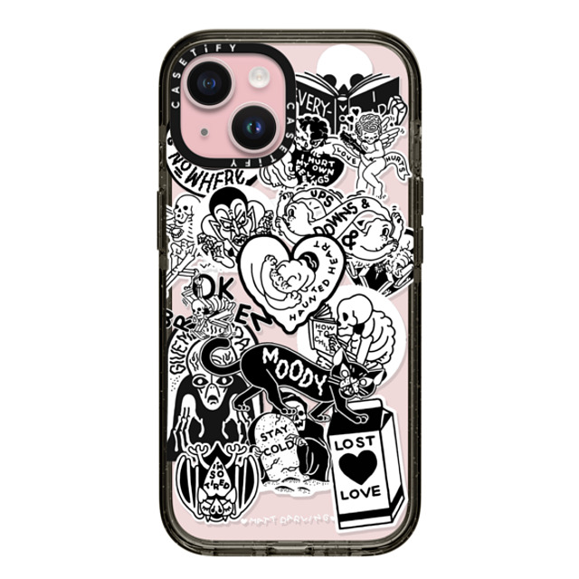 Matt Darling x CASETiFY iPhone 15 ケース ブラック インパクトケース MagSafe対応 matt darling sticker collage