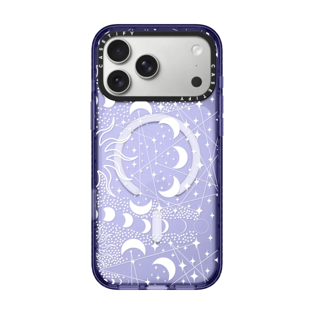 Impact iPhone 17 Pro Max Case MagSafe Compatible - Sun Moon Phases Stars White Galaxy