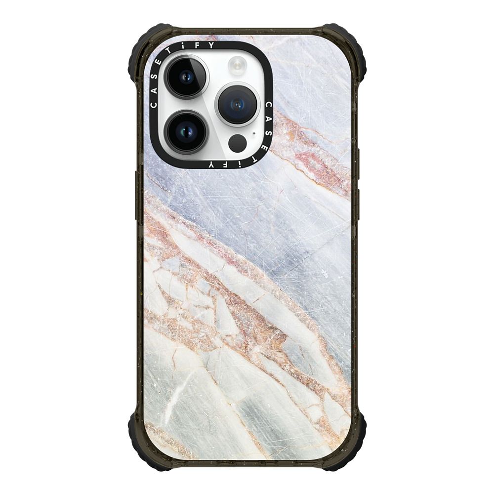 MagSafe Compatible Ultra Impact iPhone 14 Pro Case - BLUE & GOLD MARBLE