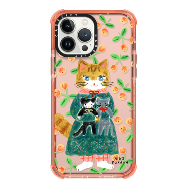 Aiko Fukawa x CASETiFY iPhone 13 Pro Max ケース Peach ウルトラインパクトケース cat and stuffed cats