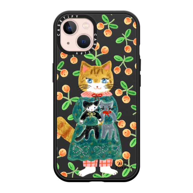 Aiko Fukawa x CASETiFY iPhone 13 ケース マットブラック インパクトケース MagSafe対応 cat and stuffed cats