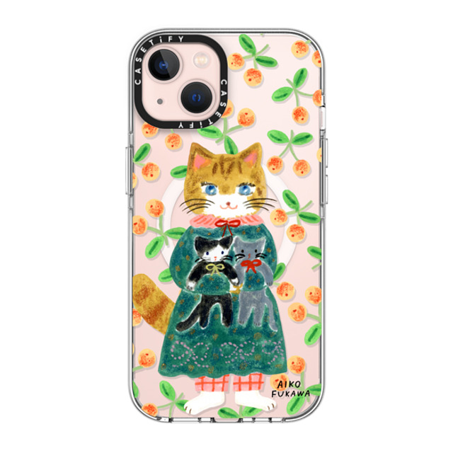 Aiko Fukawa x CASETiFY iPhone 13 ケース クリア クリア ケース MagSafe対応 cat and stuffed cats