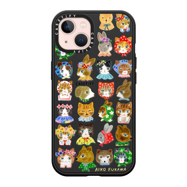 Aiko Fukawa x CASETiFY iPhone 13 ケース マットブラック インパクトケース MagSafe対応 fluffy little friends