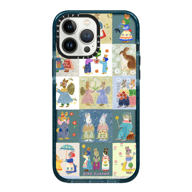 Aiko Fukawa x CASETiFY iPhone 13 Pro Max ケース Pacific Blue インパクトケース RABBIT sweet patch work