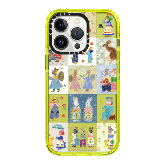 Aiko Fukawa x CASETiFY iPhone 13 Pro Case ネオン イエロー Impact Case RABBIT sweet patch work Aiko Fukawa x CASETiFY iPhone 13 Pro Case ネオン イエロー Impact Case RABBIT sweet patch work