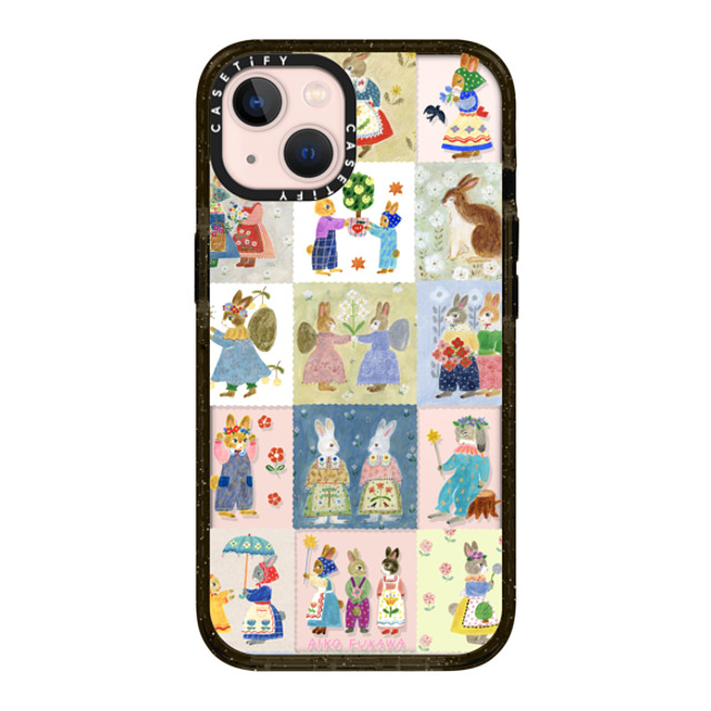 Aiko Fukawa x CASETiFY iPhone 13 ケース ブラック インパクトケース RABBIT sweet patch work