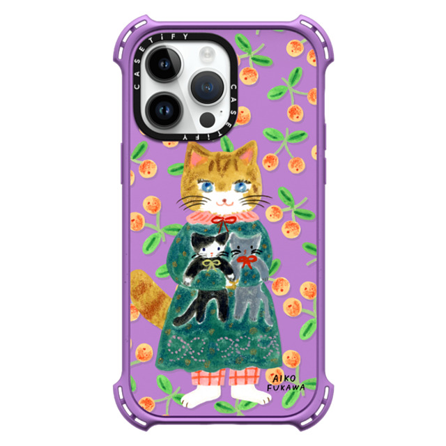 Aiko Fukawa x CASETiFY iPhone 14 Pro Max ケース Matte Purple バウンスケース cat and stuffed cats