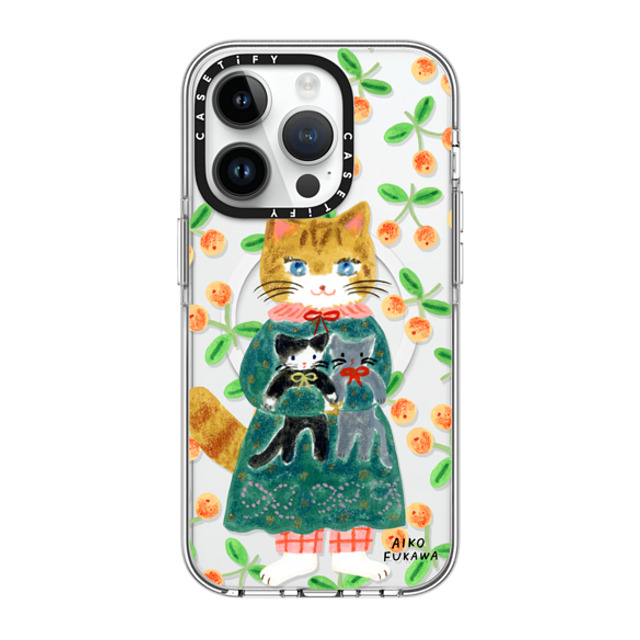 Aiko Fukawa x CASETiFY iPhone 14 Pro ケース クリア クリア ケース MagSafe対応 cat and stuffed cats