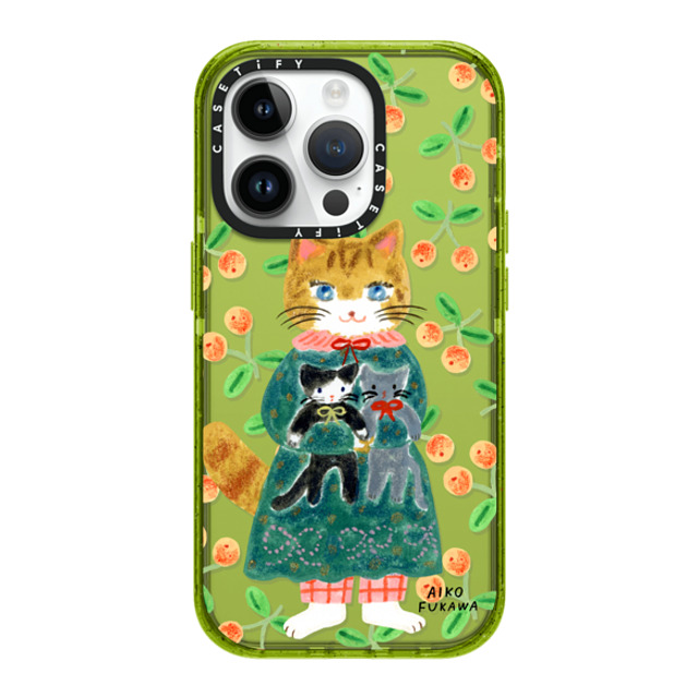 Aiko Fukawa x CASETiFY iPhone 14 Pro Case Kiwi Impact Case cat and stuffed cats Aiko Fukawa x CASETiFY iPhone 14 Pro Case Kiwi Impact Case cat and stuffed cats