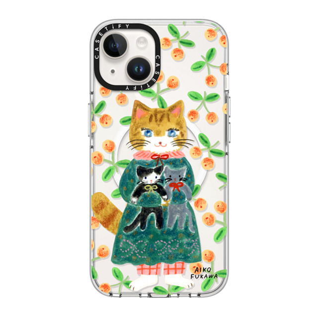 Aiko Fukawa x CASETiFY iPhone 14 ケース クリア クリア ケース MagSafe対応 cat and stuffed cats