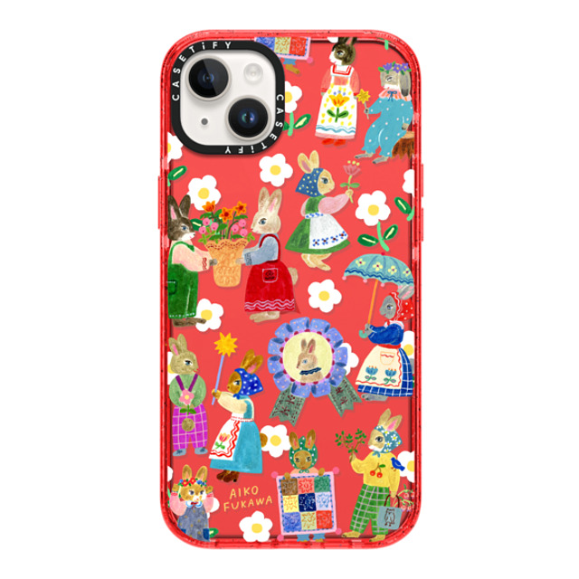 Aiko Fukawa x CASETiFY iPhone 14 Plus ケース レッド インパクトケース RABBIT lover Father's Day Aiko Fukawa x CASETiFY iPhone 14 Plus ケース レッド インパクトケース RABBIT lover Father's Day