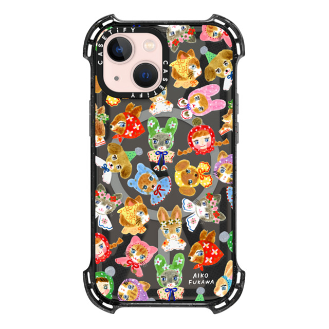 Aiko Fukawa x CASETiFY iPhone 13 Mini �P�[�X Triple Black �o�E���X�P�[�X Candy Face Party