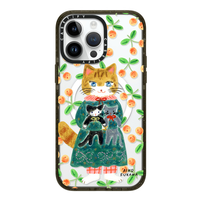 Aiko Fukawa x CASETiFY iPhone 14 Pro Max ケース ブラック インパクトケース MagSafe対応 cat and stuffed cats