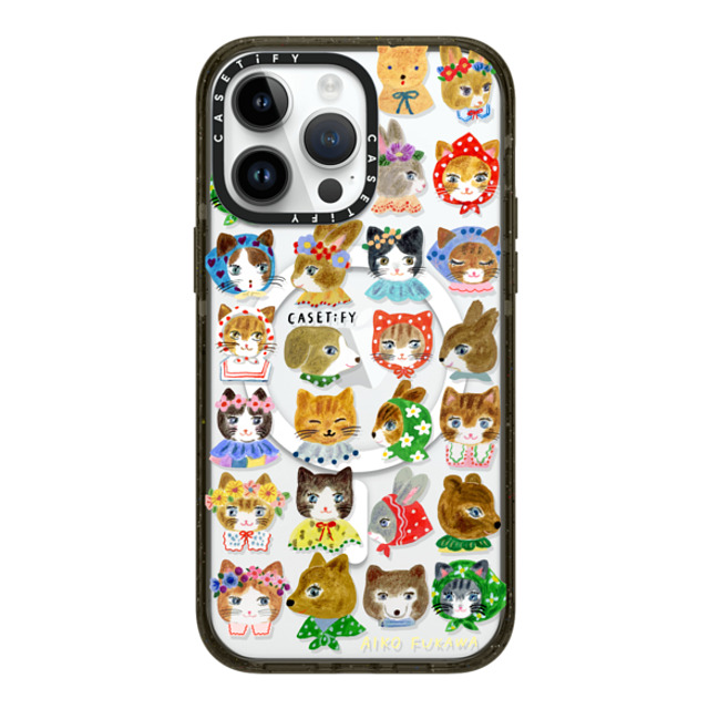 Aiko Fukawa x CASETiFY iPhone 14 Pro Max ケース ブラック インパクトケース MagSafe対応 fluffy little friends