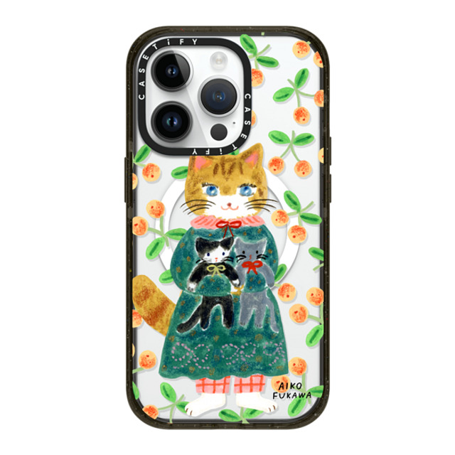 Aiko Fukawa x CASETiFY iPhone 14 Pro ケース ブラック インパクトケース MagSafe対応 cat and stuffed cats