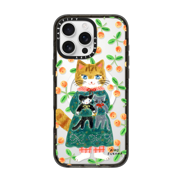 Aiko Fukawa x CASETiFY iPhone 16 Pro Max ケース ブラック インパクトケース MagSafe対応 cat and stuffed cats