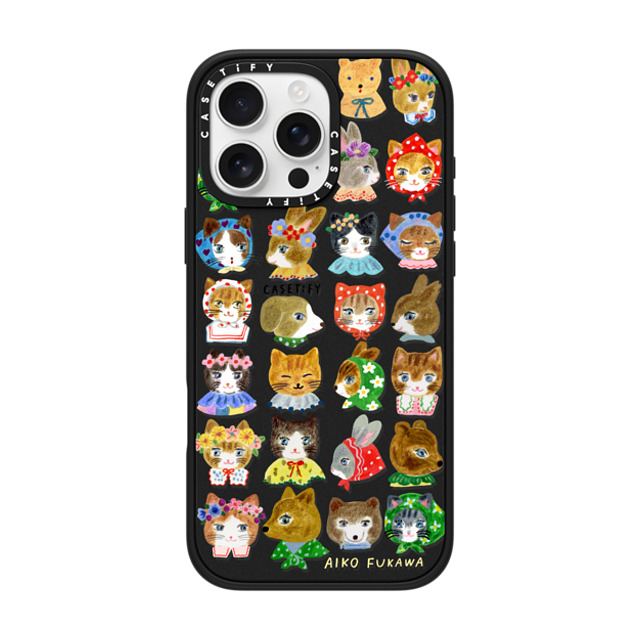 Aiko Fukawa x CASETiFY iPhone 16 Pro Max ケース マットブラック インパクトケース MagSafe対応 fluffy little friends