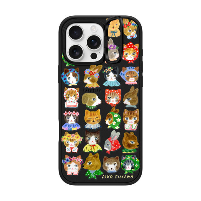 Aiko Fukawa x CASETiFY iPhone 16 Pro Max ケース マットブラック インパクトリングスタンドケース MagSafe対応 fluffy little friends