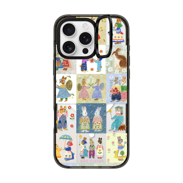 Aiko Fukawa x CASETiFY iPhone 16 Pro Max ケース ブラック インパクトリングスタンドケース MagSafe対応 RABBIT sweet patch work