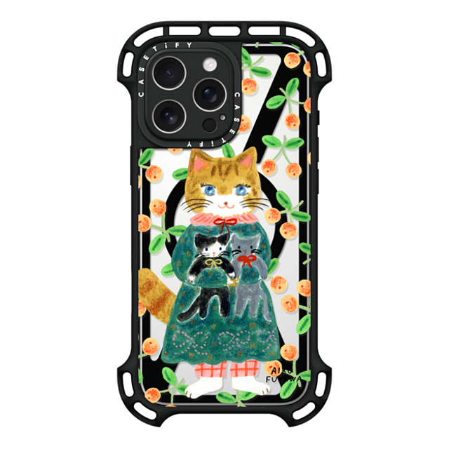 Aiko Fukawa x CASETiFY iPhone 16 Pro Max ケース ブラック ウルトラ バウンスケース MagSafe対応 cat and stuffed cats