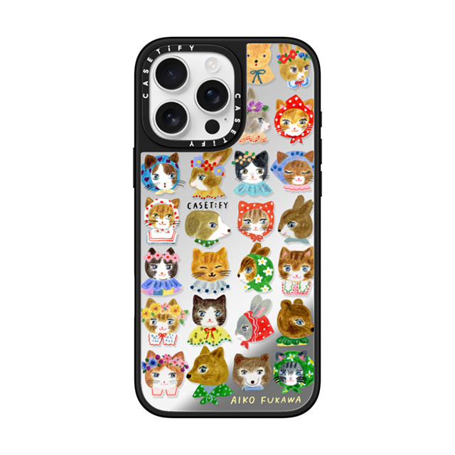 Aiko Fukawa x CASETiFY iPhone 16 Pro Max ケース Silver on Black ミラーケース MagSafe対応 fluffy little friends