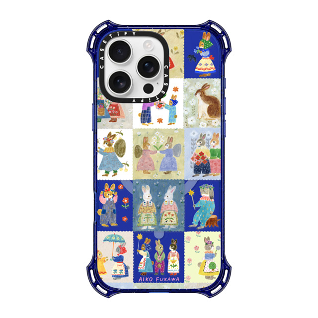 Aiko Fukawa x CASETiFY iPhone 16 Pro Max ケース コバルトブルー バウンスケース RABBIT sweet patch work