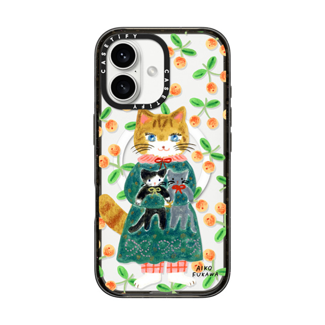 Aiko Fukawa x CASETiFY iPhone 16 ケース ブラック インパクトケース MagSafe対応 cat and stuffed cats