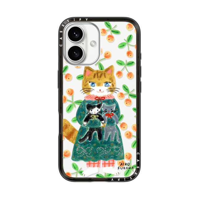 Aiko Fukawa x CASETiFY iPhone 16 Case Black インパクトライトケース cat and stuffed cats Aiko Fukawa x CASETiFY iPhone 16 Case Black インパクトライトケース cat and stuffed cats
