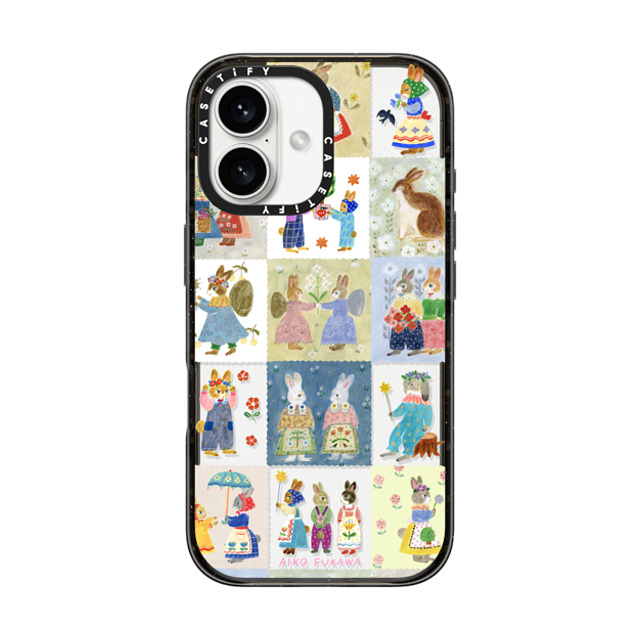 Aiko Fukawa x CASETiFY iPhone 16 ケース ブラック インパクトケース RABBIT sweet patch work