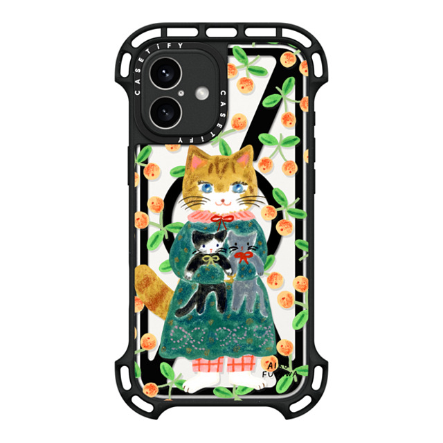 Aiko Fukawa x CASETiFY iPhone 16 Plus ケース ブラック ウルトラ バウンスケース MagSafe対応 cat and stuffed cats