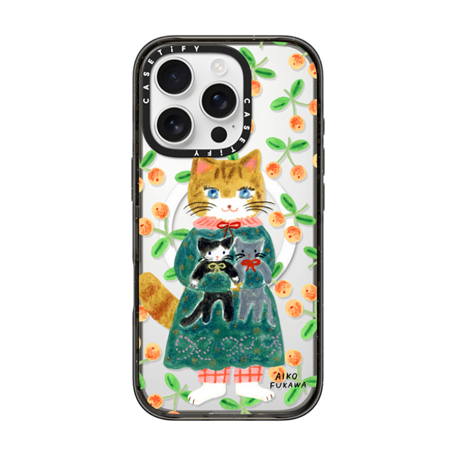 Aiko Fukawa x CASETiFY iPhone 16 Pro ケース ブラック インパクトケース MagSafe対応 cat and stuffed cats