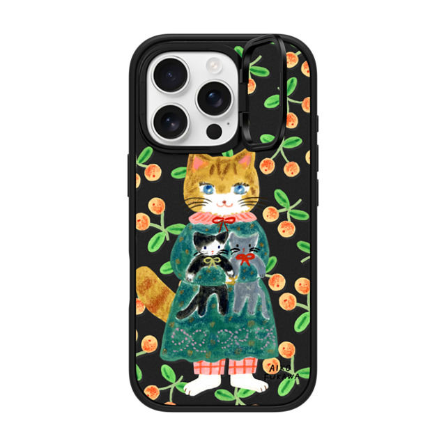 Aiko Fukawa x CASETiFY iPhone 16 Pro ケース マットブラック インパクトリングスタンドケース MagSafe対応 cat and stuffed cats