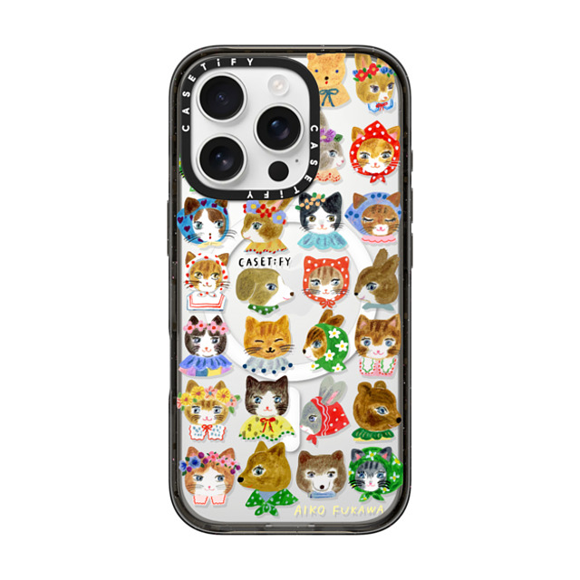 Aiko Fukawa x CASETiFY iPhone 16 Pro ケース ブラック インパクトケース MagSafe対応 fluffy little friends