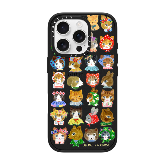 Aiko Fukawa x CASETiFY iPhone 16 Pro ケース マットブラック インパクトケース MagSafe対応 fluffy little friends