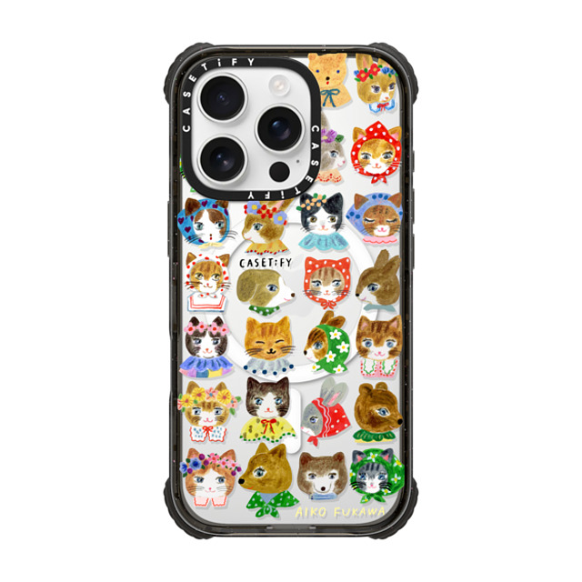 Aiko Fukawa x CASETiFY iPhone 16 Pro Case Black ウルトラ インパクトケース MagSafe 対応 fluffy little friends Aiko Fukawa x CASETiFY iPhone 16 Pro Case Black ウルトラ インパクトケース MagSafe 対応 fluffy little friends