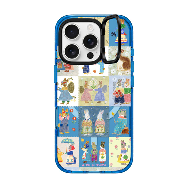 Aiko Fukawa x CASETiFY iPhone 16 Pro ケース スカイブルー インパクトリングスタンドケース MagSafe対応 RABBIT sweet patch work