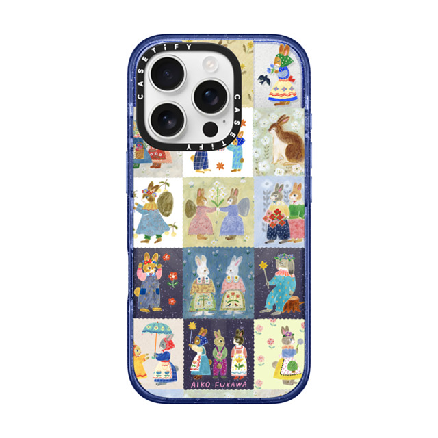 Aiko Fukawa x CASETiFY iPhone 16 Pro ケース Glitter Indigo インパクトケース MagSafe対応 RABBIT sweet patch work