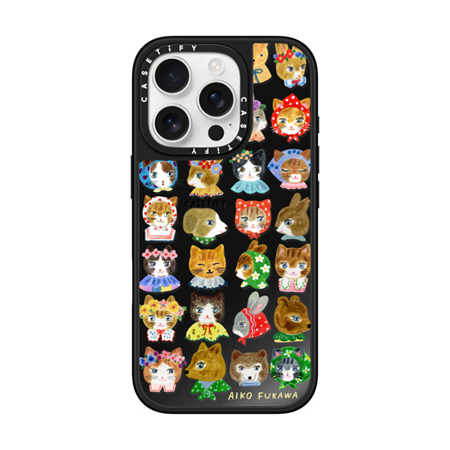 Aiko Fukawa x CASETiFY iPhone 16 Pro Case Black on Black ミラーケース MagSafe対応 fluffy little friends Aiko Fukawa x CASETiFY iPhone 16 Pro Case Black on Black ミラーケース MagSafe対応 fluffy little friends