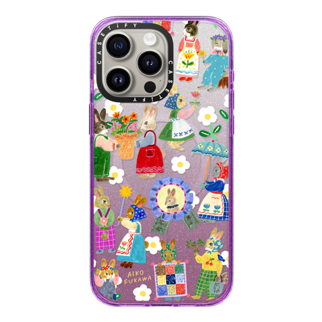 Aiko Fukawa x CASETiFY iPhone 15 Pro Max ケース Glitter Purple インパクトケース MagSafe対応 RABBIT lover